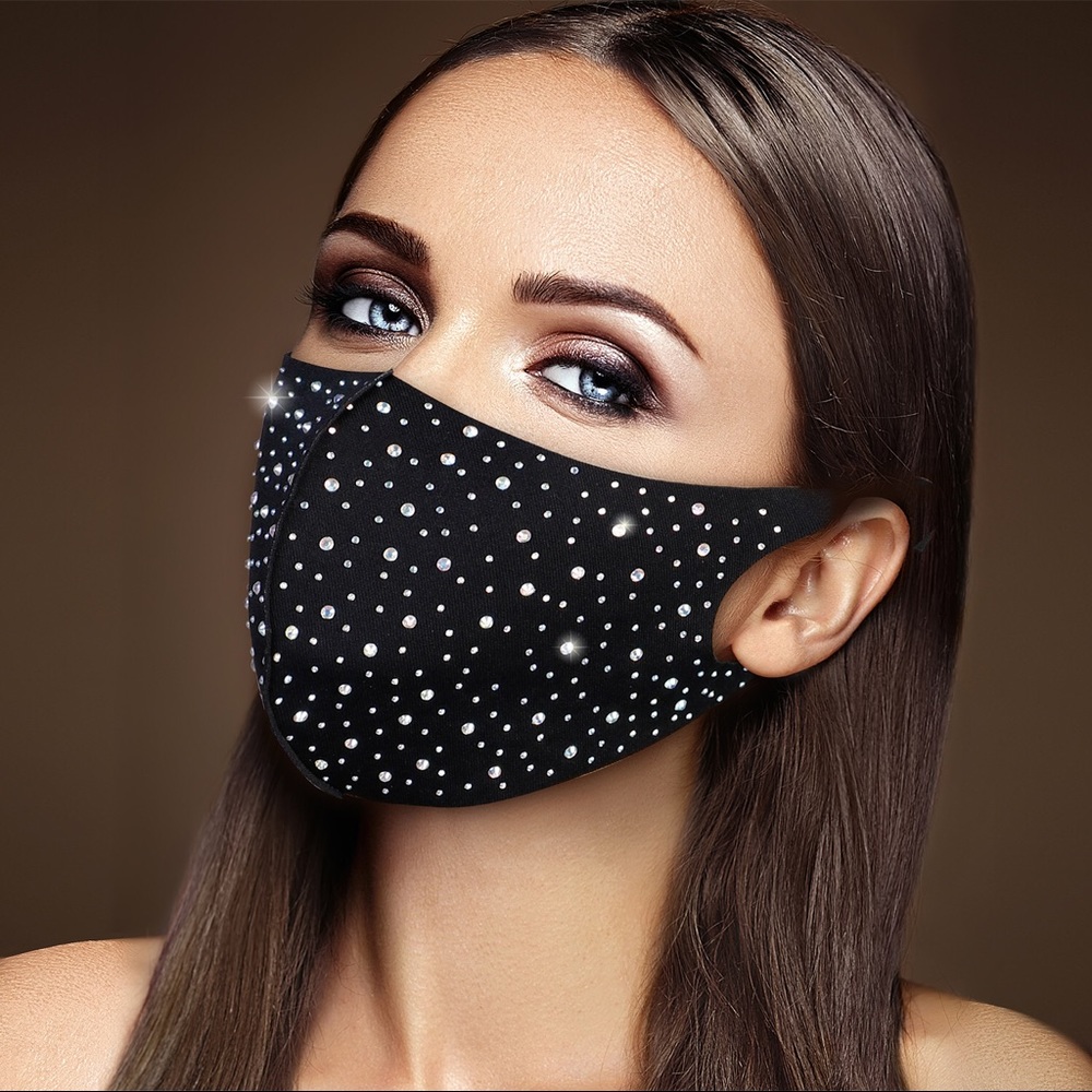 Sparkly Rhinestones Reusable Fashion Face Mask - Picture 10 of 12